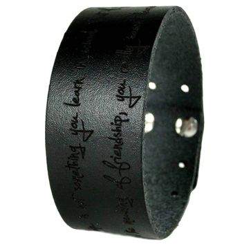 Bracelet cuir noir personnalisé - 1977