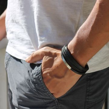 Bracelet cuir noir personnalisé - 2193