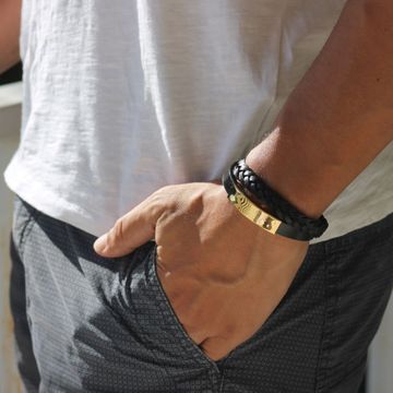 Bracelet cuir noir personnalisé -1876