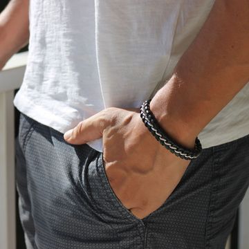 Bracelet cuir noir personnalisé - 1874