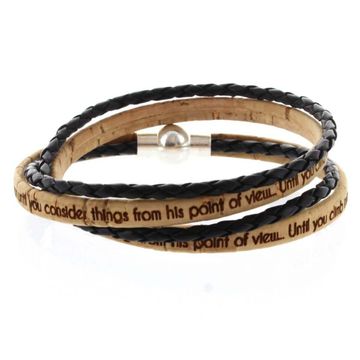 Bracelet liège noir multi-tours personnalisé - 2026