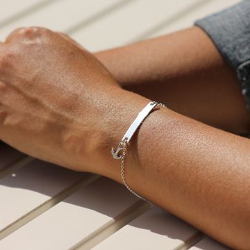 Gourmette argent ancre personnalisée - 2311