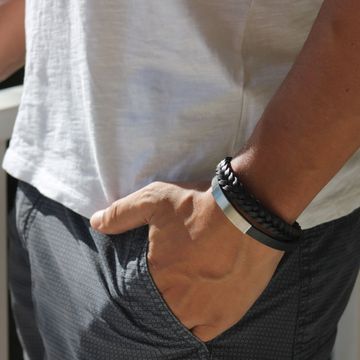 Bracelet cuir noir personnalisé -1875