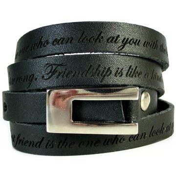 Bracelet cuir noir multi-tours personnalisé - 0986