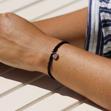 Bracelet cristal cœur rose personnalisé - 1574