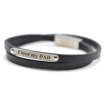 Bracelet cuir noir multi-tours personnalisé - 2212