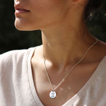 Pendentif astro gémeaux argent personnalisé - 2161