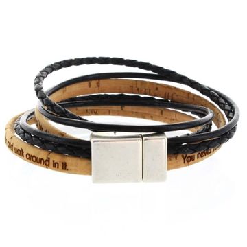 Bracelet liège noir multi-tours personnalisé - 2024