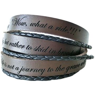 Bracelet cuir marron multi-tours personnalisé - 2011