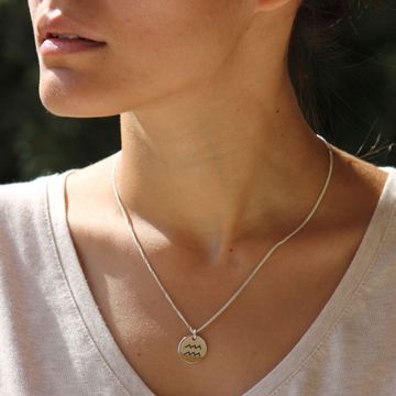 Pendentif astro verseau argent personnalisé - 2169