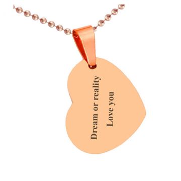 Pendentif cœur acier rosé personnalisé - 2280