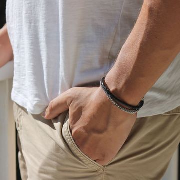 Bracelet cuir noir personnalisé - 1938