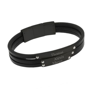Bracelet cuir trois rangs personnalisable - 2367