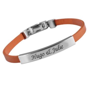 Bracelet cuir camel personnalisé - 1847