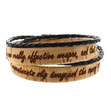 Bracelet liège noir multi-tours personnalisé - 2032