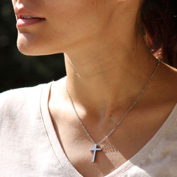 Pendentif croix acier personnalisé - 2327