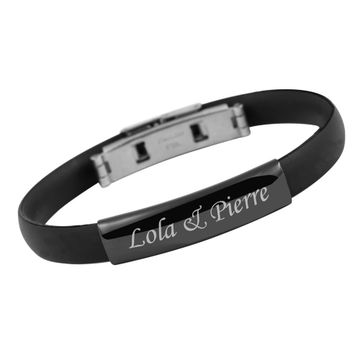 Bracelet caoutchouc noir personnalisé - 2375