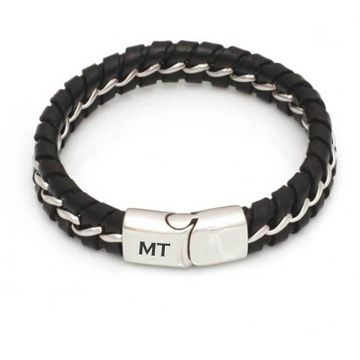 Bracelet cuir noir personnalisé - 1874