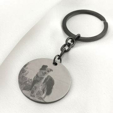 Porte clé rond avec gravure photo - 1596