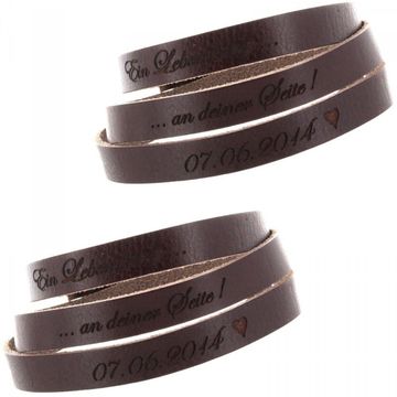 Bracelet duo cuir marron multi-tours personnalisé - 1996