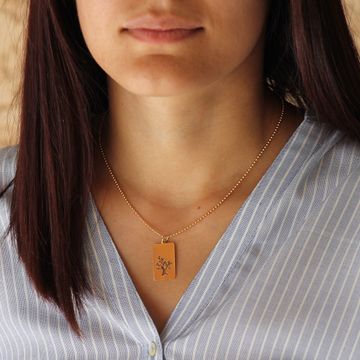 Pendentif arbre de vie acier doré personnalisé - 2142