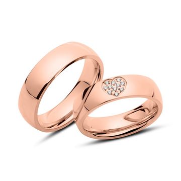 Alliances coeur acier rosé personnalisées - 2228