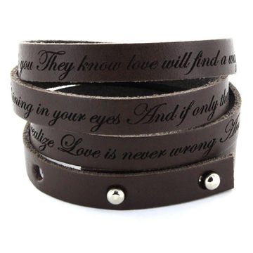 Bracelet cuir marron multi-tours personnalisé - 1949