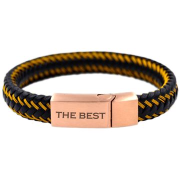Bracelet cuir noir personnalisé - 2171