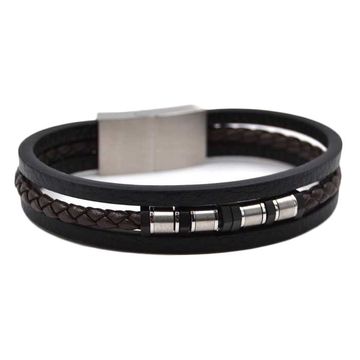 Bracelet cuir noir personnalisé - 2322