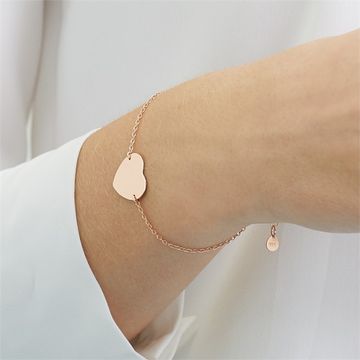 Bracelet cœur argent rosé personnalisé - 2287