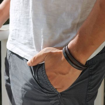 Bracelet cuir marron personnalisé -1864