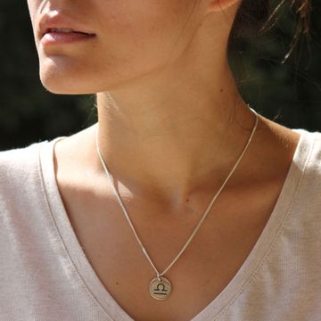 Pendentif astro balance argent personnalisé - 2165
