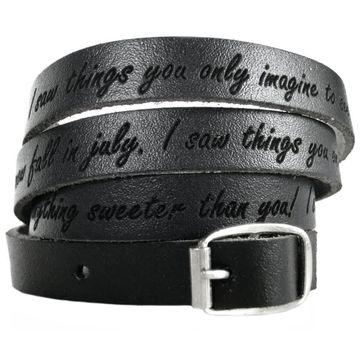 Bracelet cuir noir multi-tours personnalisé - 1987
