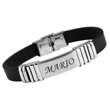 Bracelet cuir noir personnalisé - 1849