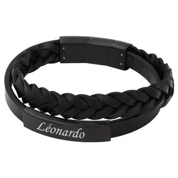 Bracelet cuir noir personnalisé -2297