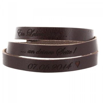 Bracelet cuir marron multi-tours personnalisé - 1990