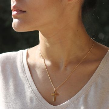 Pendentif croix plaqué or personnalisé - 2349