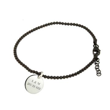 Bracelet noir argent personnalisé - 1747