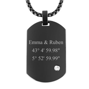 Pendentif dogtag noir personnalisé - 2406