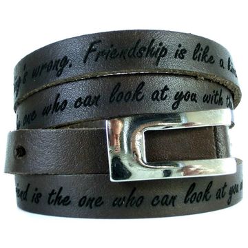 Bracelet cuir marron multi-tours personnalisé - 0943