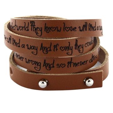 Bracelet cuir camel multi-tours personnalisé - 1950