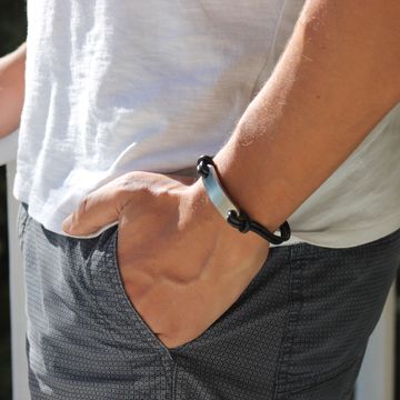Bracelet cuir noir personnalisé - 1742