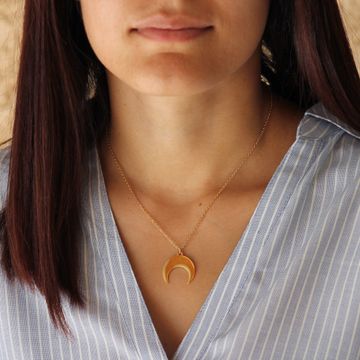 Pendentif lune acier doré personnalisé - 2141