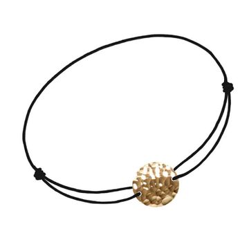 Bracelet cordon disque plaqué or personnalisé - 2184