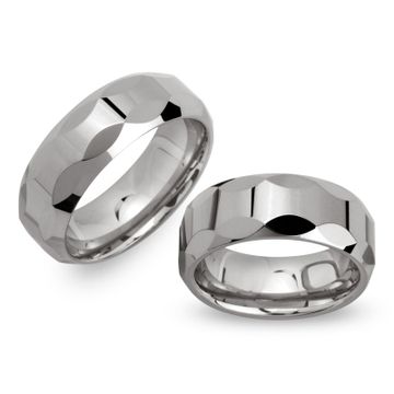 Bagues duo tungstène facettes personnalisées - 0253