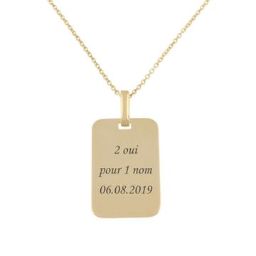 Pendentif plaque en plaqué or personnalisé - 2428