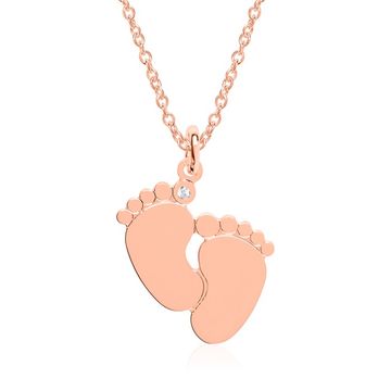 Pendentif pieds argent rosé personnalisé - 2270