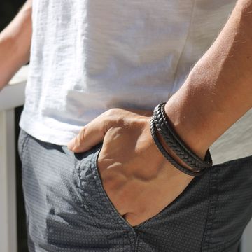 Bracelet cuir marron personnalisé - 2298