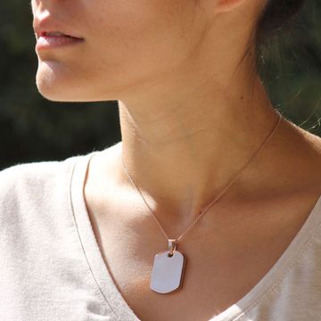Pendentif dogtag acier rosé personnalisé - 2199