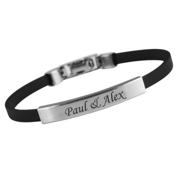 Bracelet cuir noir personnalisé - 1818